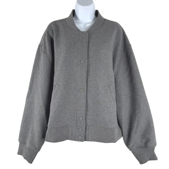 Gap Wool Blend Bomber Varsity Jacket Womens 2XL Gray Preppy NWT CJ-2137 - Picture 1 of 11